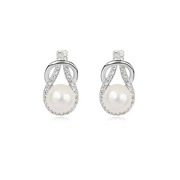 NWT NINA Crystal from Swarovski HERCULEAN KNOT PEARL/PAVE